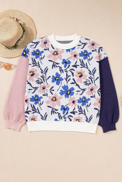 Threaded Pear Lumivita Colorblock Sleeve Patchwork Sweater