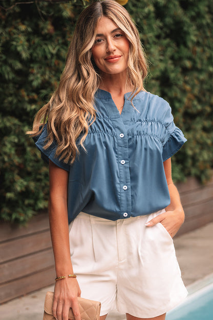 Threaded Pear Briana Ruched Short Sleeve Shirt