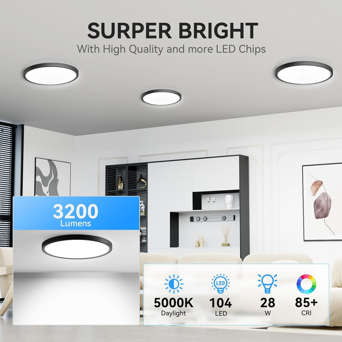 12 Pack 12 Inch Slim LED Flush Mount Ceiling Lights 5000K by ShipItFurniture