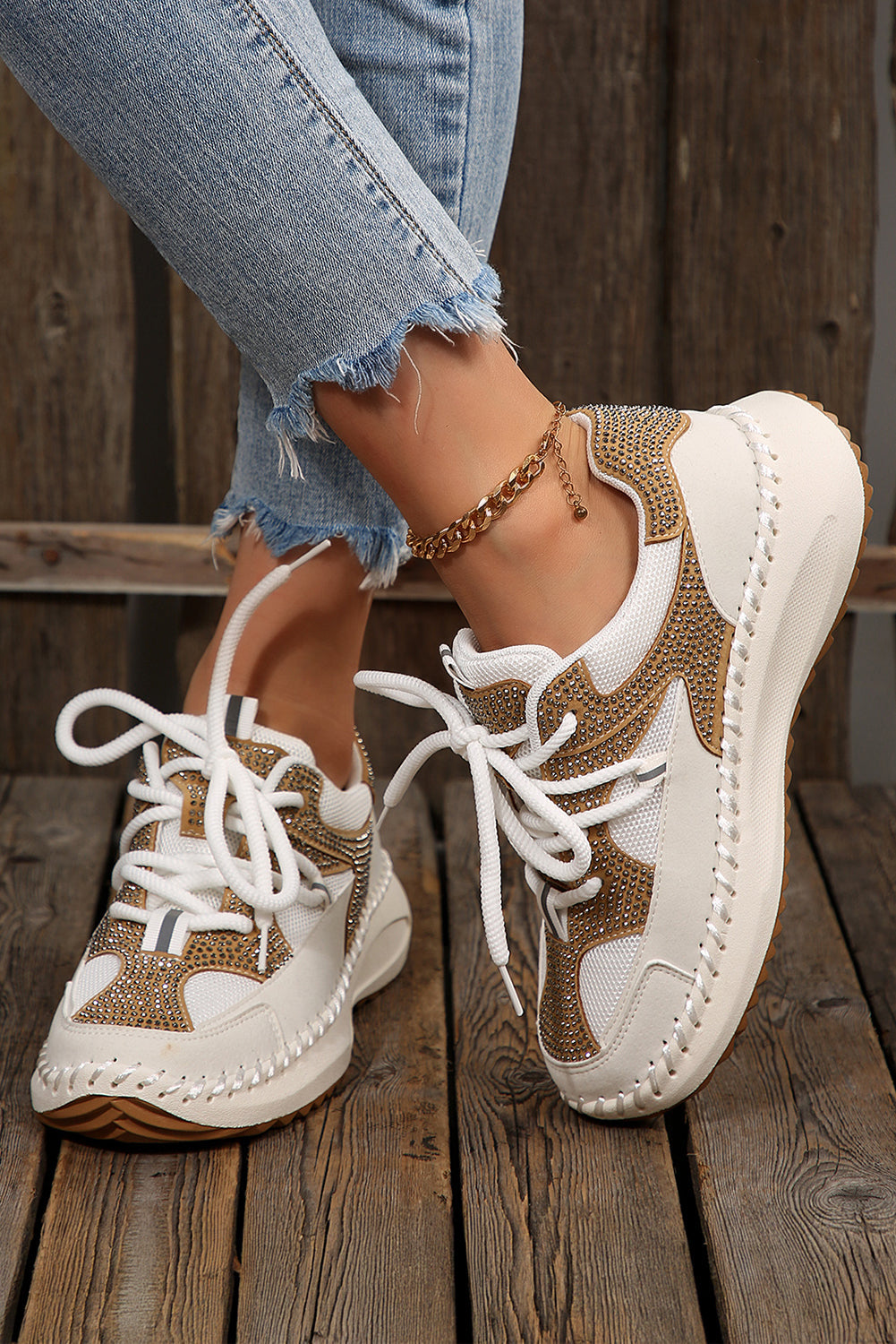 Threaded Pear Abigail Lace Up Breathable Sneakers