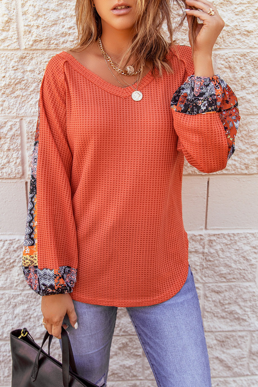 Threaded Pear Karina Eyelet thermal Knit Top