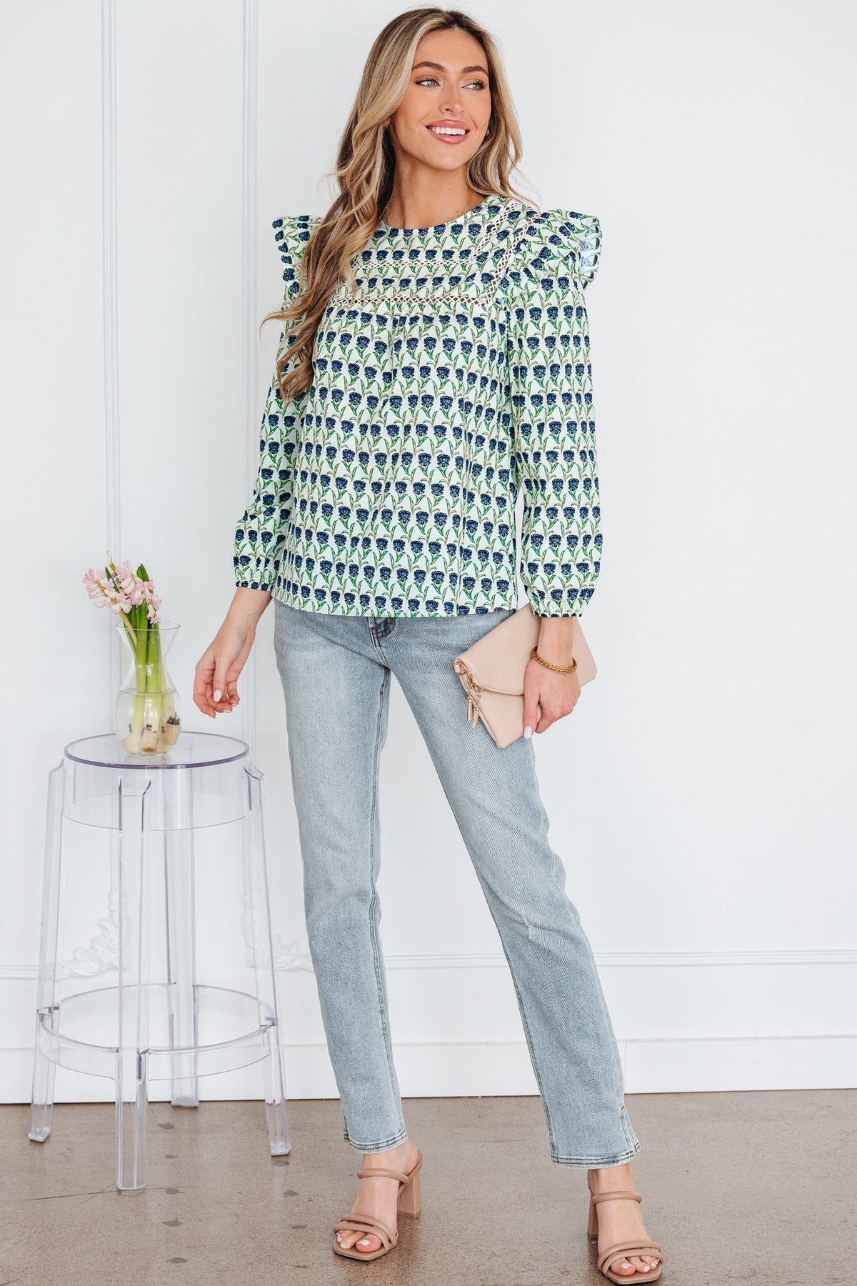 Threaded Pear Amalia Long Sleeve Blouse Long Sleeve Top