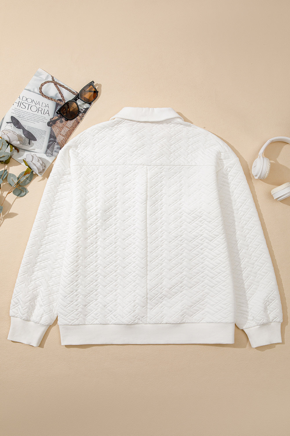 Threaded Pear Raina Textured Collared Pullover