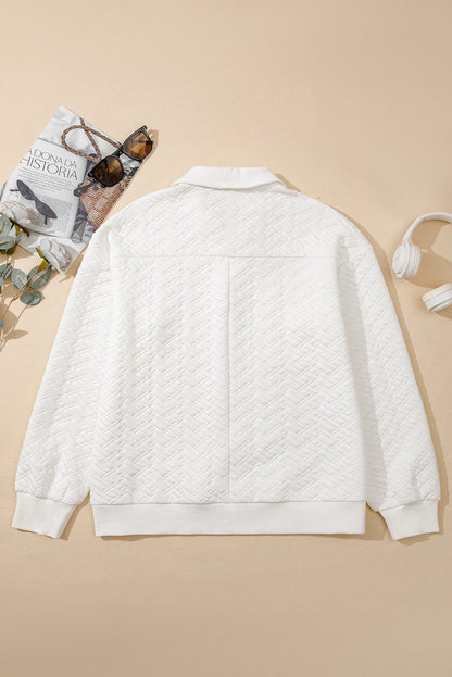 Threaded Pear Raina Textured Collared Pullover