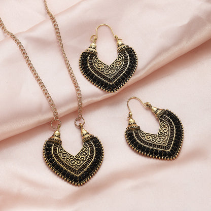 Colored Rope Winding Jewelry Set | Artistic Woven Necklace & Earrings Two-Piece Set | Vibrant Boho-Chic Statement Accessories | Handmade Style Geometric Rope Jewelry