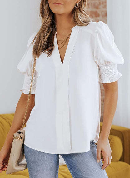 ✨Floral V-Neck Puff Sleeve Blouse