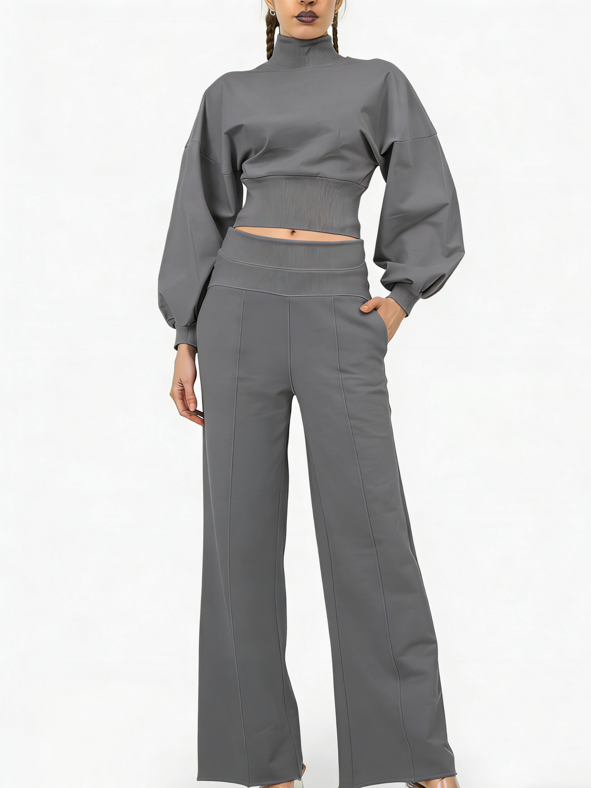 Women's 2-Piece Turtleneck Workout Set