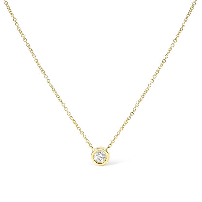 10K Yellow Gold 1/2 Carat Round Brilliant-Cut Diamond Modern Bezel-Set Solitaire 16"-18" Pendant Necklace (H-I Color, SI2-I1 Clarity)