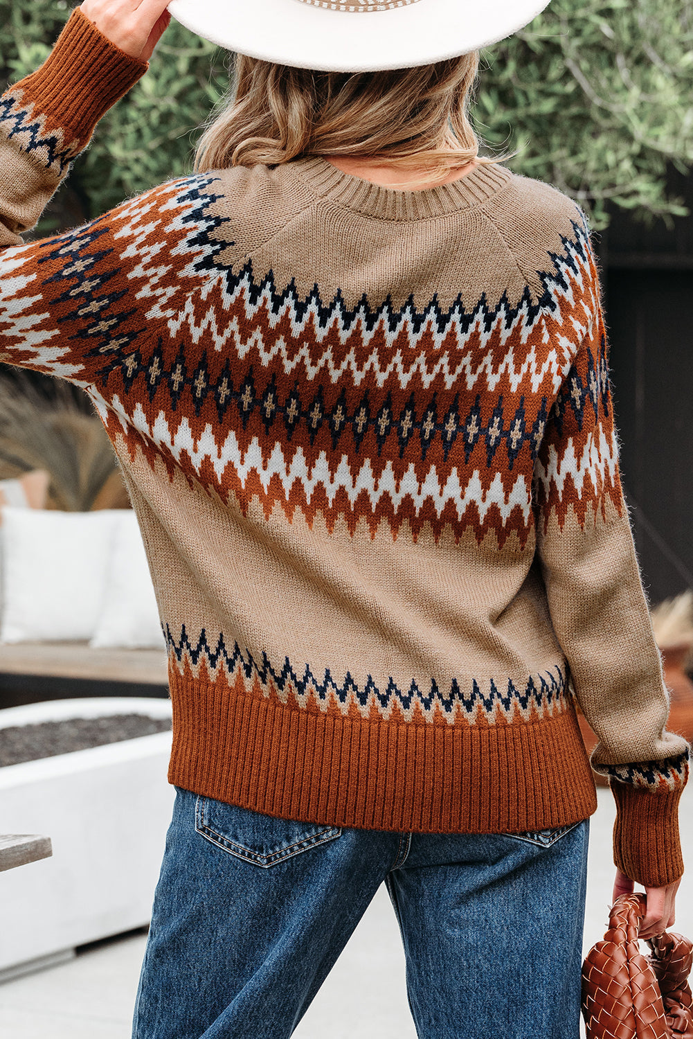 Threaded Pear Eva Aztec Crew Neck Sweater