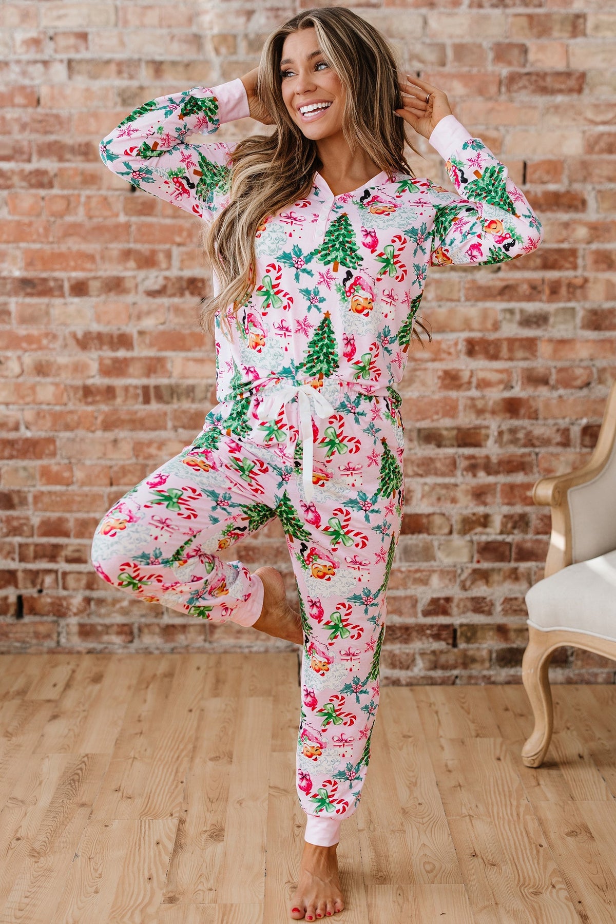 Threaded Pear Georgia Pattern Pullover Drawstring Pants