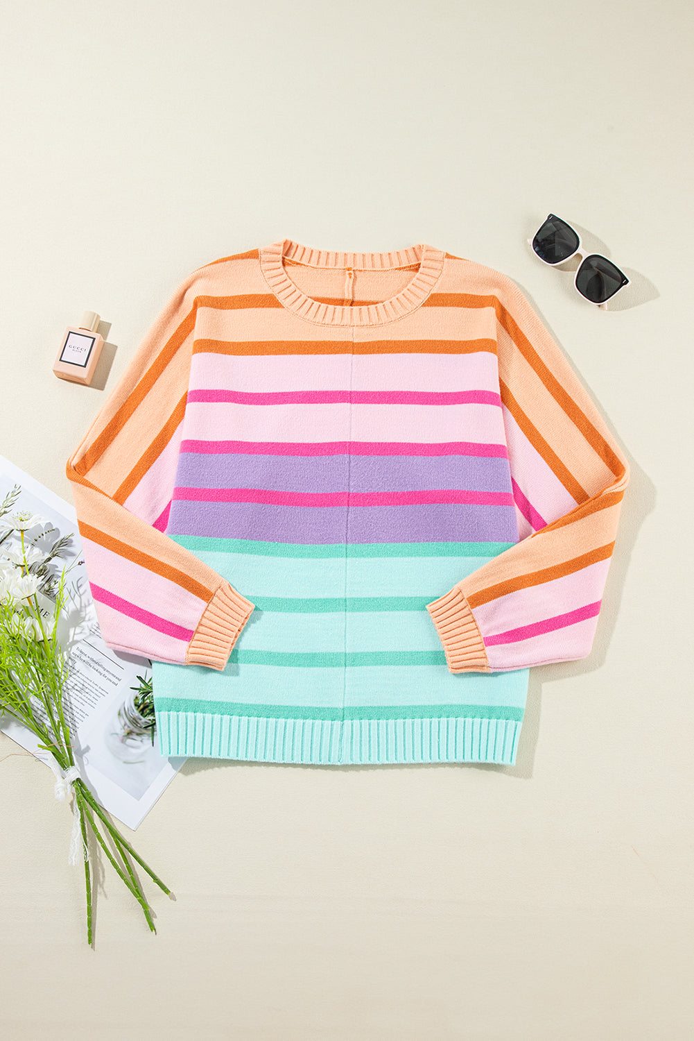 Threaded Pear Sophia Ribbed Edge Loose Sweater
