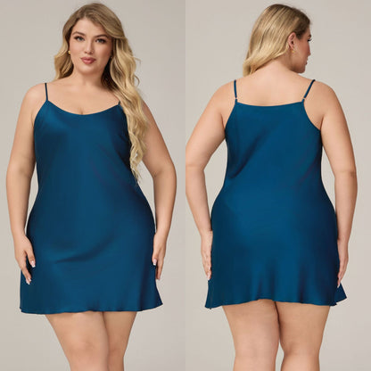 Elegant Satin Chiffon Sleepwear for Women, Summer Strap Sexy Nightdress, Simple Home Wear