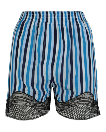 Burberry Lace-Trim Stripe Silk Shorts