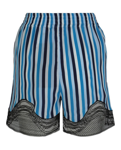 Burberry Lace-Trim Stripe Silk Shorts