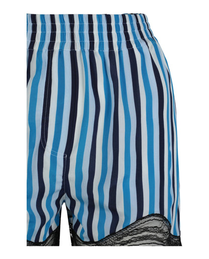 Burberry Lace-Trim Stripe Silk Shorts
