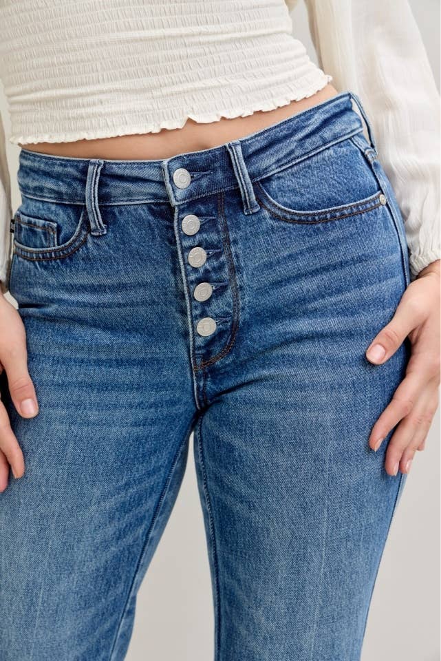 Drew - Mid Rise Slim Straight Rigid Magic Button-Fly Jeans