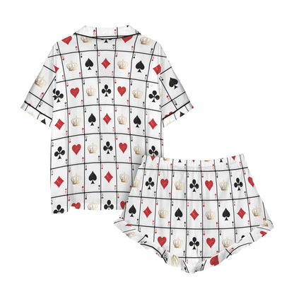Baha Ranch Vegas Gambling Satin Ruffle Pajama Set