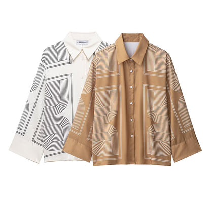 Printed twill shirt and pants set