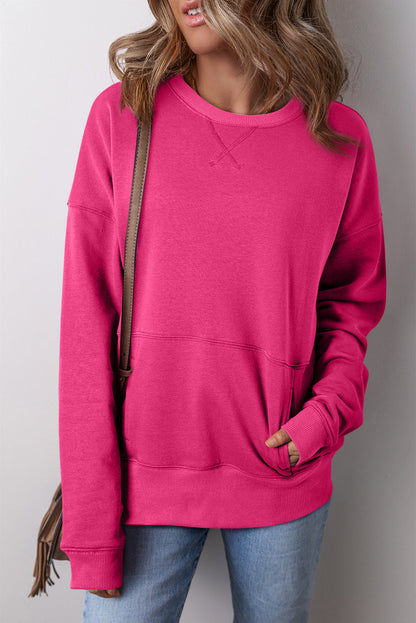 Threaded Pear Ainsley Crisscross Stitching Loose Sweatshirt