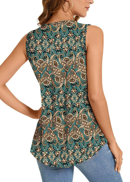 ✨Women's Summer Printed Pleated Sleeveless Tank Top