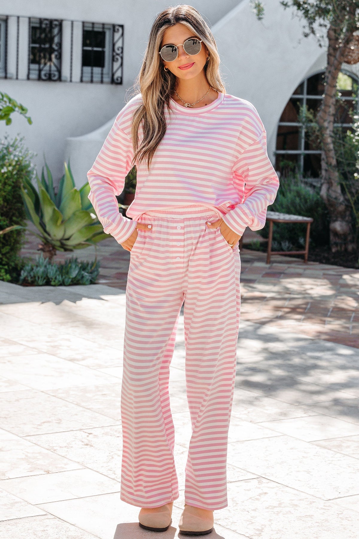 Threaded Pear Amber Stripe Drop Shoulder Set