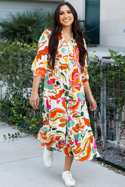 Threaded Pear Alanna Floral Tiered Maxi Dress