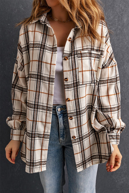 Threaded Pear Khloe Oversized Plaid Pattern Shacket