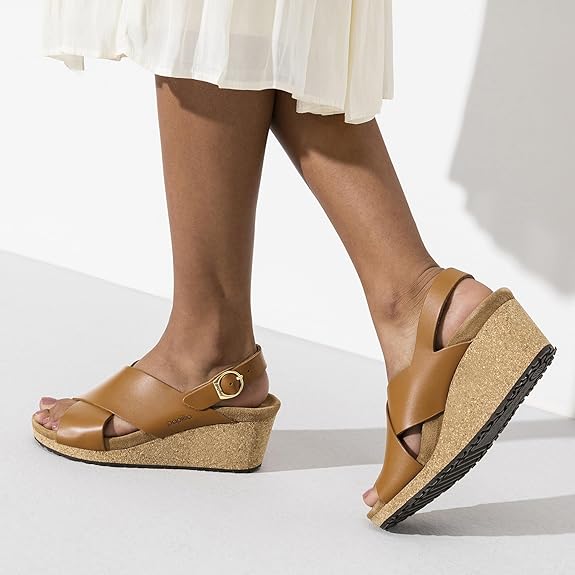 Birkenstock Women's Samira Leather Wedge Ginger Brown Sandals