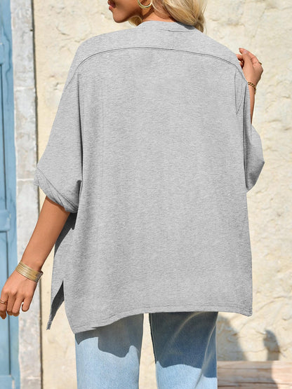 Womens Oversized Tshirts Batwing Short Sleeve Asymmetric Hem Tops