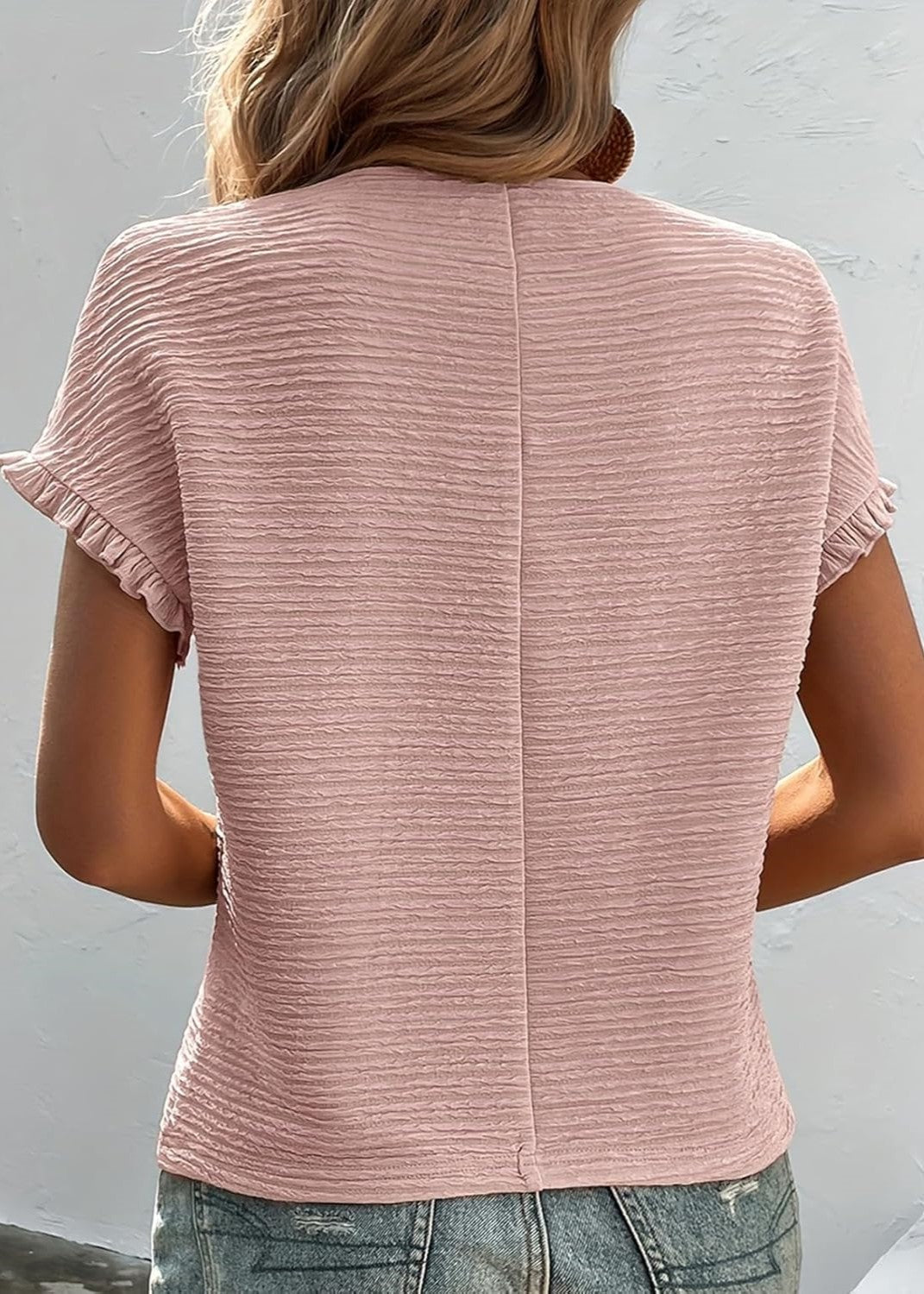 ✨Women's Short Sleeve Ruffle Casual Summer Textured T Shirts