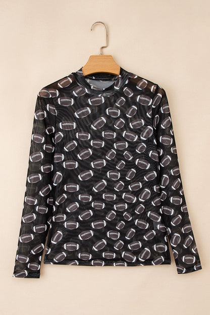 Threaded Pear Maci Rugby Mesh Sheer Long Sleeve Top