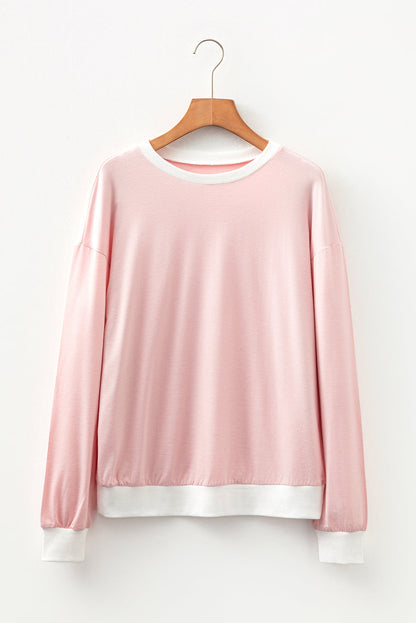 Threaded Pear Skyler Contrast Edge Patchwork Long Sleeve Top