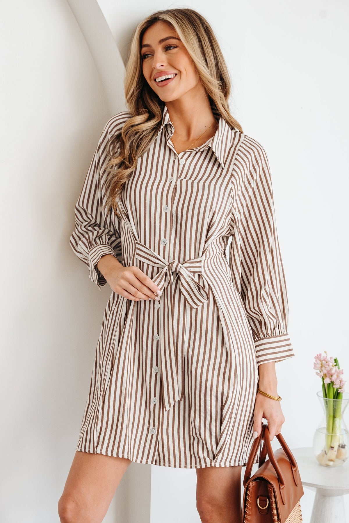 Threaded Pear Hanna Sleeve Down Mini Shirt