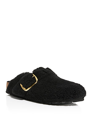 Birkenstock Unisex Boston Big Buckle Teddy Rivet Logo Os Black Gold