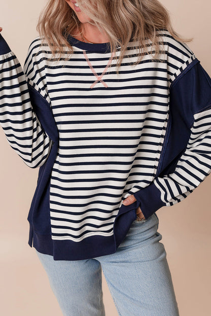 Threaded Pear Sage Exposed Seam Loose Fit Sweatshirt