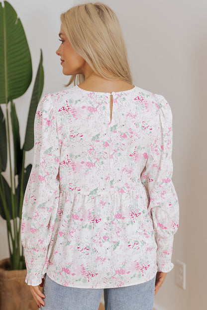 Threaded Pear Amari Shirred Balloon Sleeve Blouse