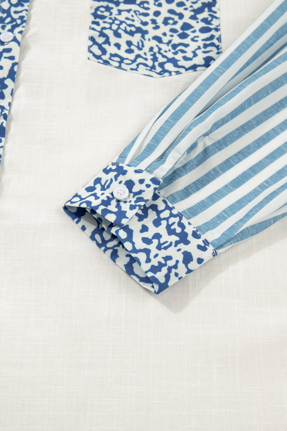 Threaded Pear Livia Striped Patchwork Casual PLUS Shirt