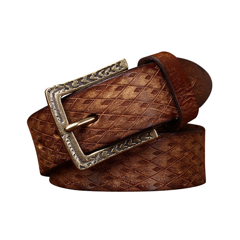 Men’s Original Diamond-Carved Denim Belt | High-Sense Architectural Leather & Denim Waistband | Trendy Minimalist Rugged Jeans Belt | Luxury-Label Statuesque Men’s Accessory | 2026 High-Fashion Urban Essential