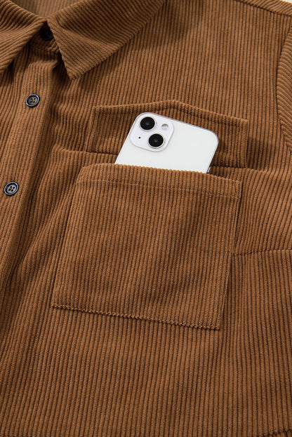 Threaded Pear Galilea Corduroy Full Collared PLUS Shirt