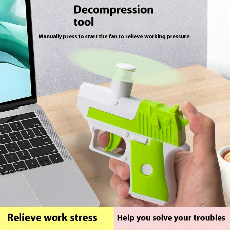 Radish Gun Mini Portable Fan Toy Green Pink Yellow Color Variants