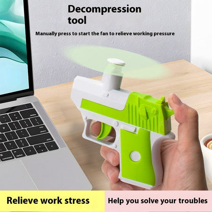 Radish Gun Mini Portable Fan Toy Green Pink Yellow Color Variants