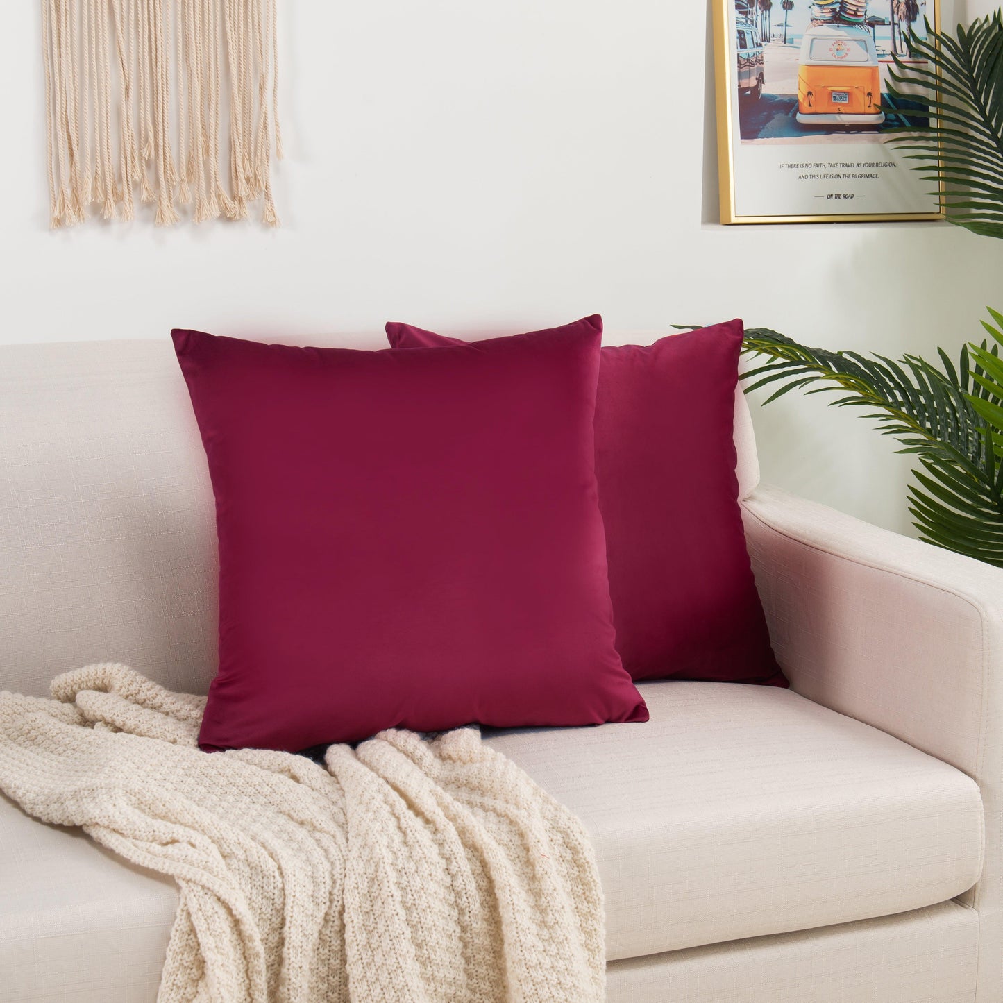 Elegant Comfort 2 Piece Velvet Cushion Cover Solid - Pillow Covers