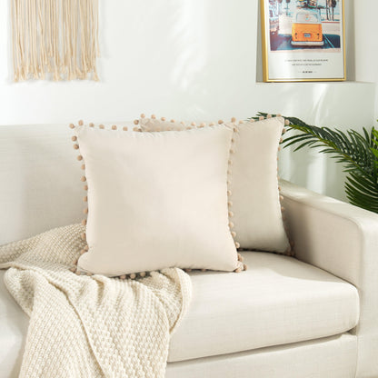 Elegant Comfort 2 Piece Pom-Pom Velvet Cushion Cover - Pillow Covers