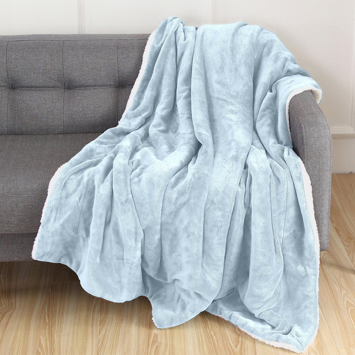 Elegant Comfort Reversible Sherpa Throw Blanket - Sherpa Back Throw Blanket