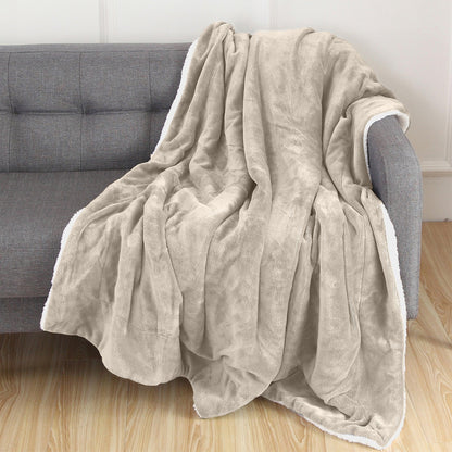Elegant Comfort Reversible Sherpa Throw Blanket - Sherpa Back Throw Blanket