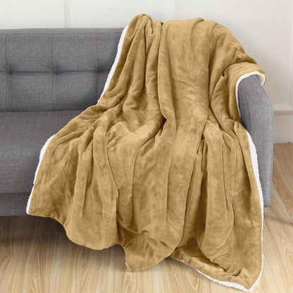 Elegant Comfort Reversible Sherpa Throw Blanket - Sherpa Back Throw Blanket