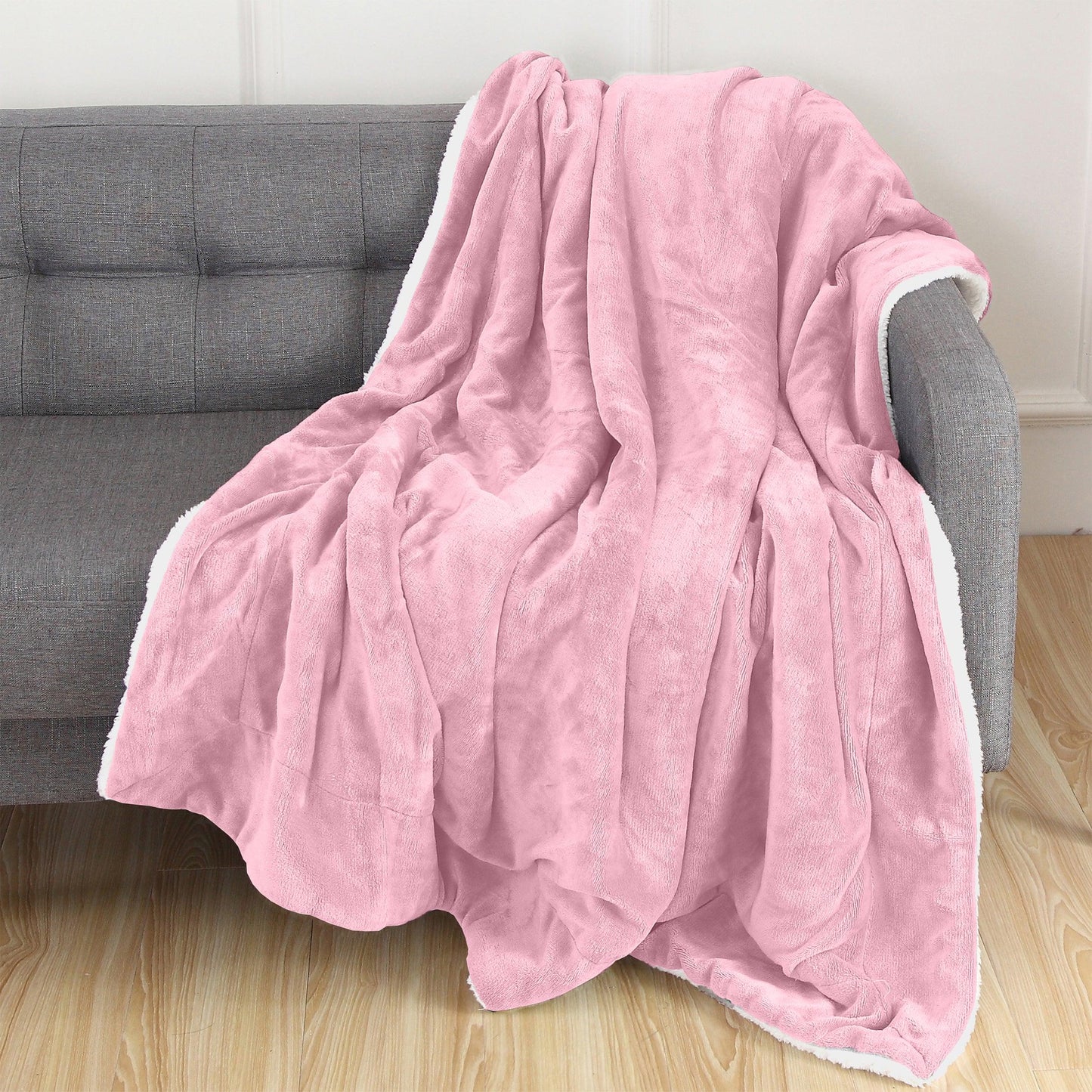Elegant Comfort Reversible Sherpa Throw Blanket - Sherpa Back Throw Blanket