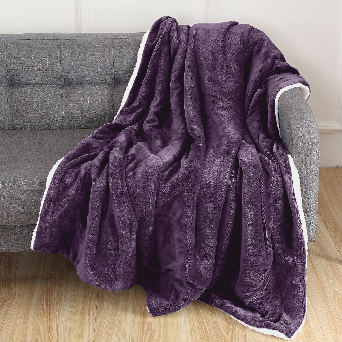 Elegant Comfort Reversible Sherpa Throw Blanket - Sherpa Back Throw Blanket