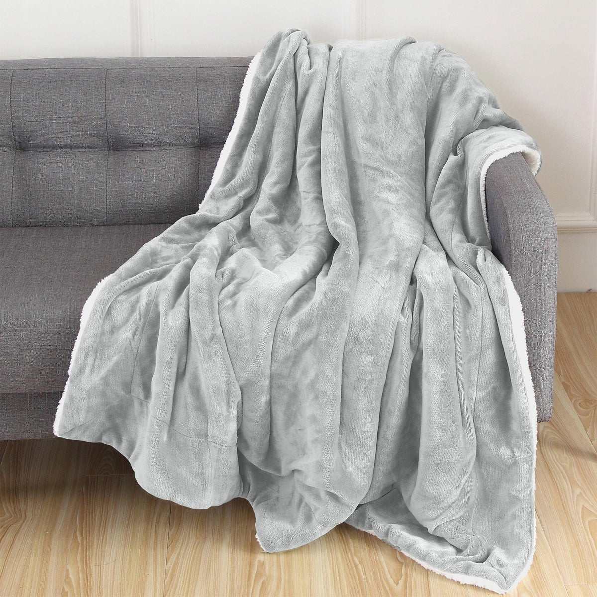 Elegant Comfort Reversible Sherpa Throw Blanket - Sherpa Back Throw Blanket