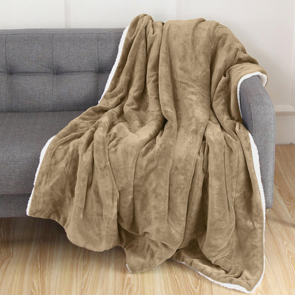Elegant Comfort Reversible Sherpa Throw Blanket - Sherpa Back Throw Blanket